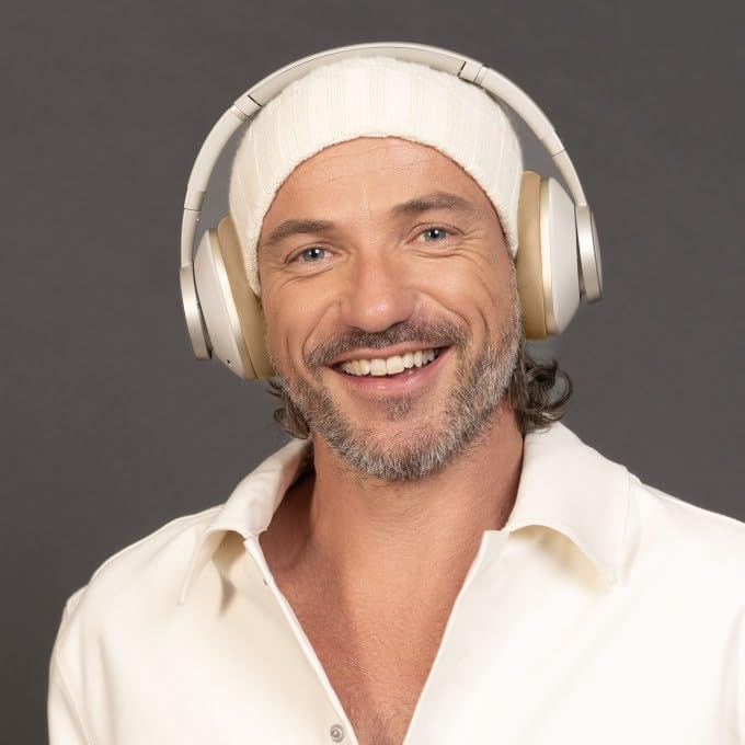 DeeBee DB-Pulse-GLC Auriculares Bluetooth Circumaurales, Cancelación Activa de Ruido, 40 Horas de Autonomía, 5 Micrófonos, Negro, con Almohadilla Intercambiable