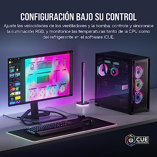 Corsair iCUE Link H115i RGB Refrigerador Líquido RGB para CPU - 280mm AIO - Ventiladores QX140 RGB - Se Adapta a Intel® LGA 1700, AMD® AM5 - Concentrador de Sistema iCUE Link Incluido - Negro