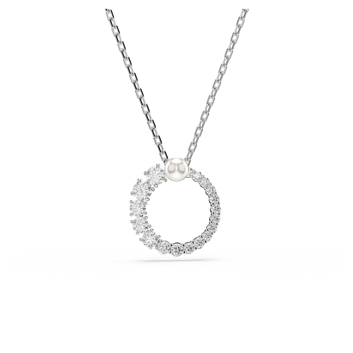 Swarovski Colgante Matrix, Perla de cristal, Talla redonda, Blanco, Baño de rodio