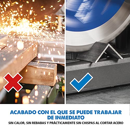 Evolution Sierra tronzadora industrial para acero de 355 mm S355CPS de Evolution: acabado que se puede trabajar al instante, sin calor, rebabas ni chispas. Incluye hoja para acero dulce