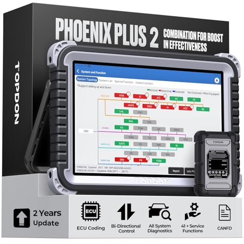 TOPDON Phoenix Plus Herramienta de diagnóstico, codificación ECU Avanzada, escáner de diagnóstico más 41 Funciones de reinicio, Herramienta bidireccional, actualización Gratuita Durante 2 años