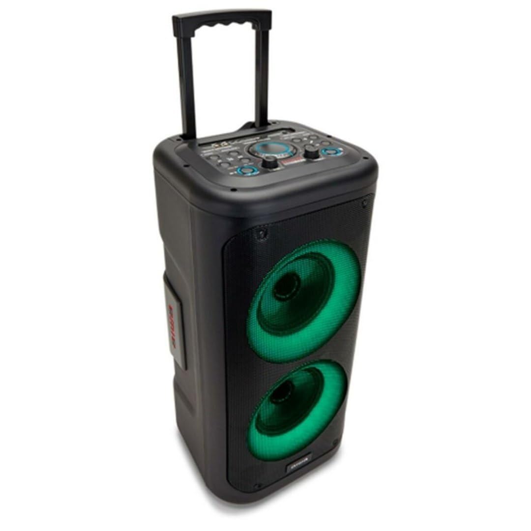 Aiwa KBTUS-450 - Altavoz Bluetooth Portátil de 350w con tecnología Hyperbass, Bluetooth 5.0, USB, MicroSD y True Wireless Stereo, Doble Subwoofer 6.5”, Incluye Micrófono. Color: Negro