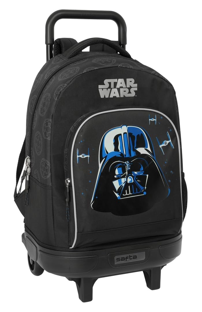 Star WARS REBELLION - Zaino grande con ruote, compatto, rimovibile, ideale per bambini di diverse età, comodo e versatile, qualità e resistenza, 33 x 22 x 45 cm, Nero , M, Casual