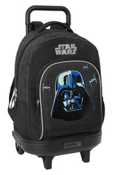 Star WARS REBELLION - Zaino grande con ruote, compatto, rimovibile, ideale per bambini di diverse età, comodo e versatile, qualità e resistenza, 33 x 22 x 45 cm, Nero , M, Casual