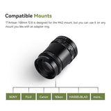 TTArtisan Lente de Cuerpo de Metal F2.8 (Bubble Bokeh) de 100 mm Compatible con Montura M42, Color Negro