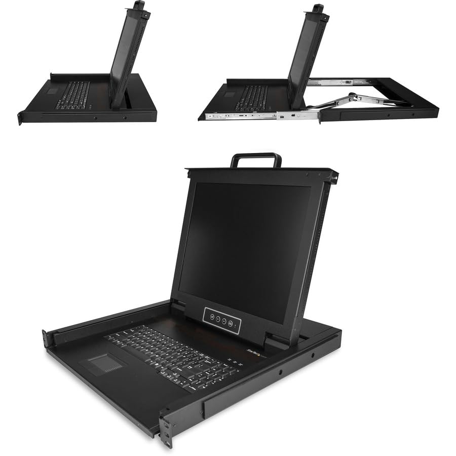 Consola KVM para montaje en rack - KVM de un solo puerto VGA con monitor LCD de 17" para rack de servidor - Cajón KVM universal de 1U con cables y hardware - Soporte USB - 50.000 MTBF (RKCONS1701)