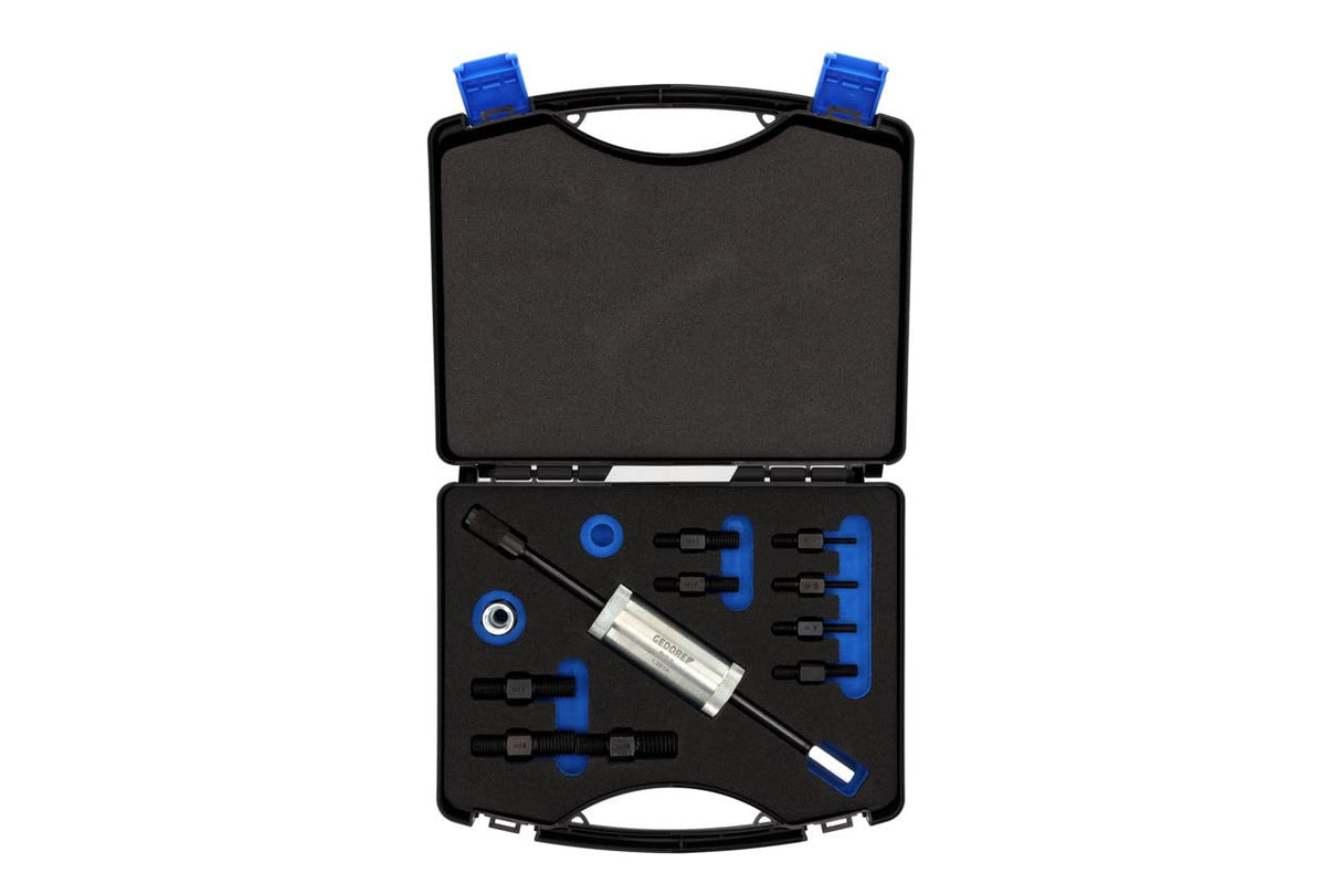 GEDORE Juego de adaptadores de rosca con martillo deslizante, Set para aplicaciones de 1 agujero, 9 adaptadores M10-M4 hasta M14x1,5-M18, 1.81/K-12