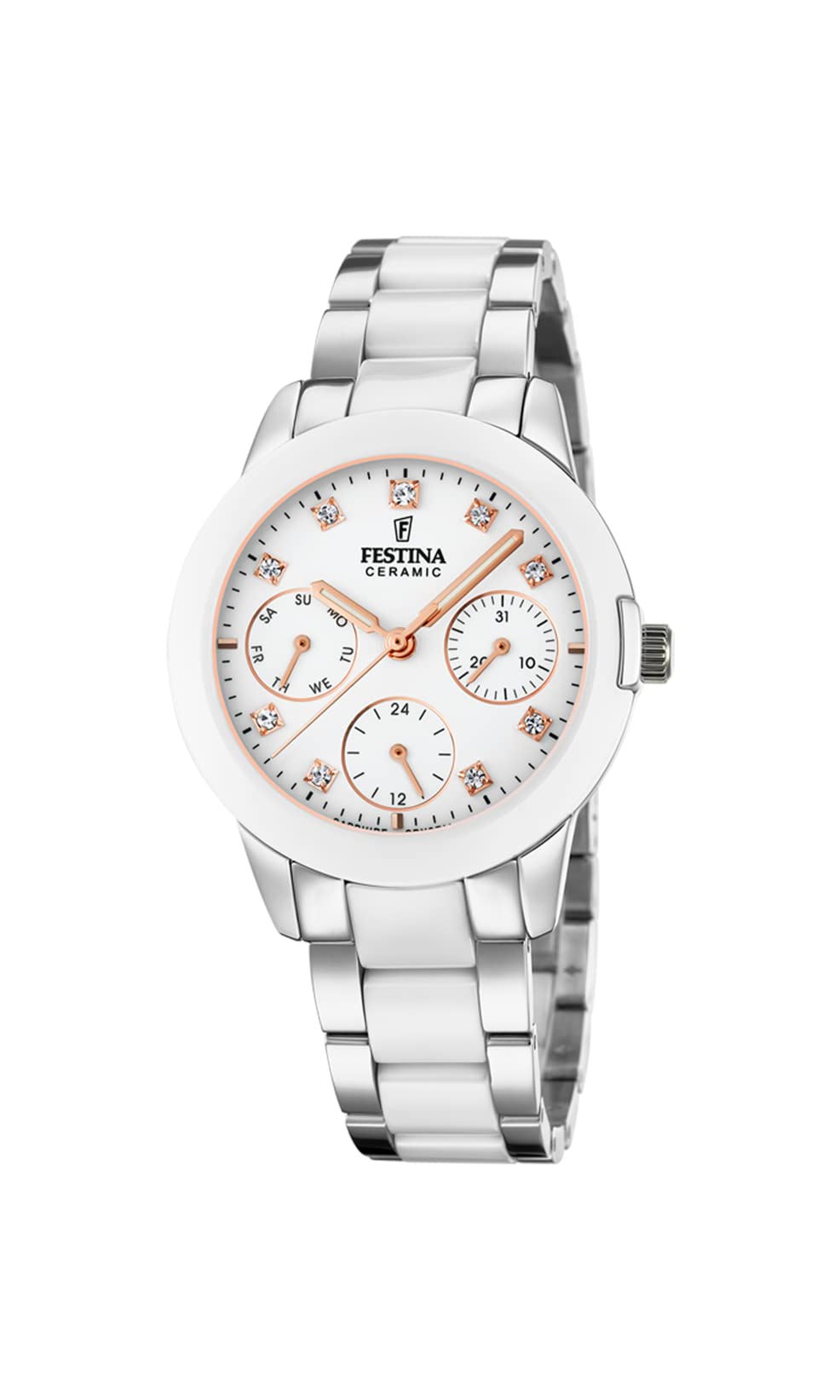 Reloj FESTINA para Mujer F20497/1 Ceramic Caja de Acero Inoxidable 316l Gris Plata Correa de Acero Inoxidable 316l Blanco