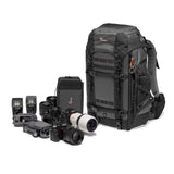 Lowepro Pro Trekker BP 550 AW II, mochila para fotógrafo de exteriores con tejido reciclado, cabe laptops y tablets de hasta 15" con divisiones Maxfit, tapa impermeable, negra o gris oscuro