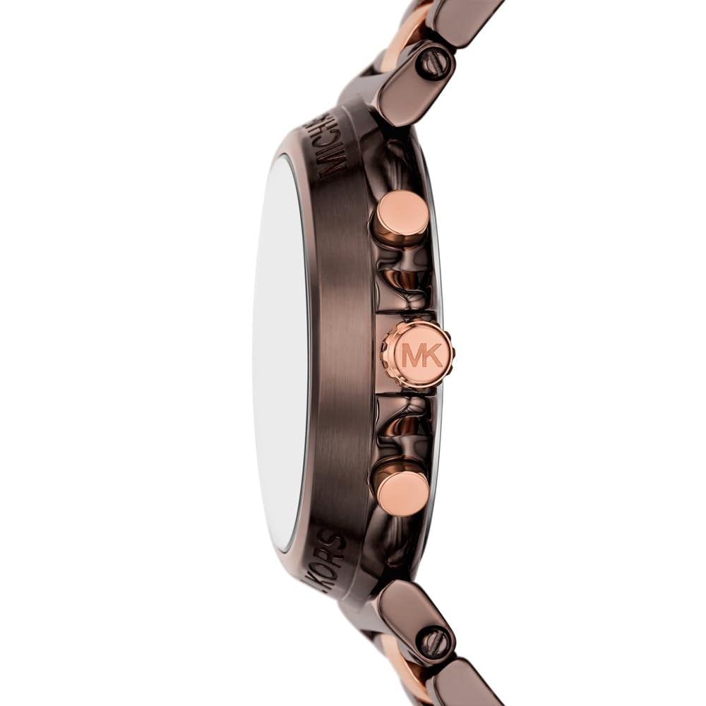 Michael Kors Reloj Maren para Mujer, Movimiento cronógrafo de Cuarzo con Correa de Acero o Piel, Marrón Oscuro, 40 mm