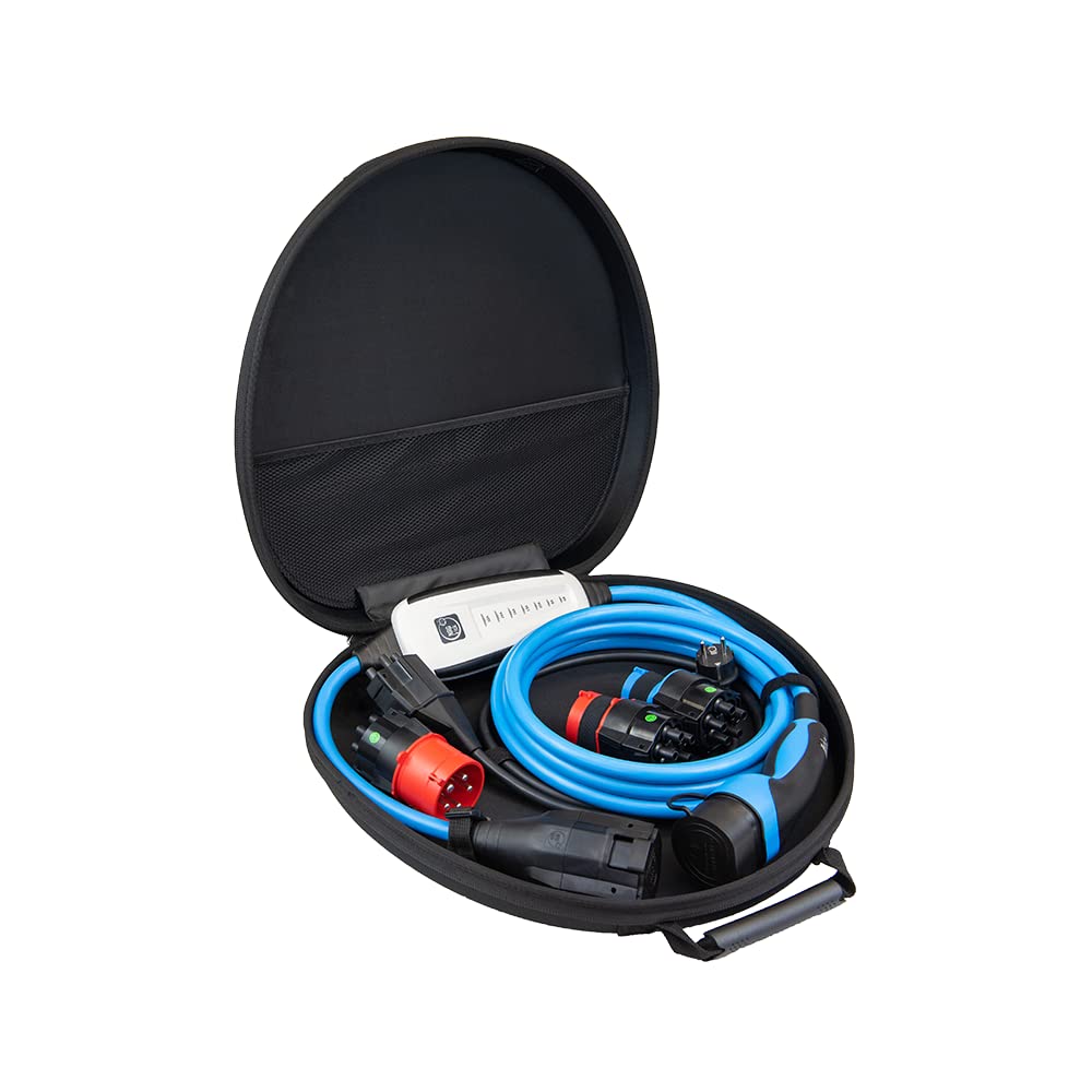 NRGkick 32A 10m Set Optimal, Estación de Carga móvil para Coches eléctricos, Cargador sin instalación, Incl. Adaptadores 32A & 16A + Enchufe Schuko, Cable de Carga EV con Bolsa de Transporte