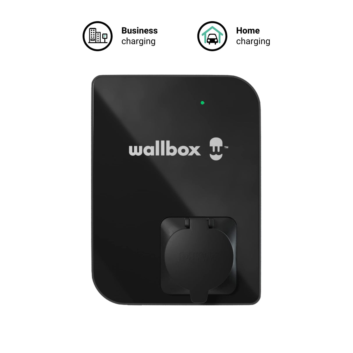 Wallbox Cargador Copper SB para EV. Potencia de hasta 22 kW. Lector de Tarjetas RFID Integrado y Cable de Carga Tipo 2. Conexión WiFi y Bluetooth, y Compatible con OCPP.