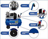 MICHELIN - Compresor de aire portátil MB3650 - Tanque de 50 litros - Motor de 3 hp - Presión máxima 10 bar - Flujo de aire 360 l/min - 21.6 m³/h