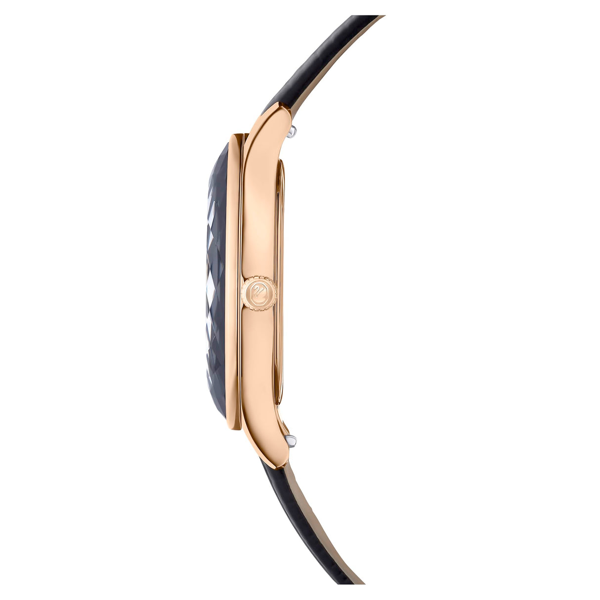 Swarovski Reloj Octea Nova, Fabricado en Suiza, Correa de piel, Negro, Acabado tono oro rosa