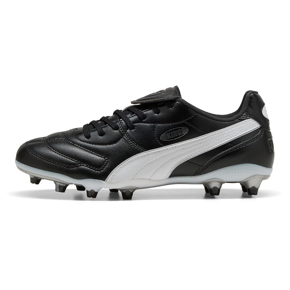 PUMA King Liga FG/AG, Soccer Shoe Unisex Adulto, Black White Silver, 40.5 EU