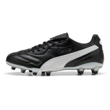 PUMA King Liga FG/AG, Soccer Shoe Unisex Adulto, Black White Silver, 40.5 EU