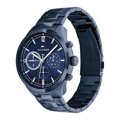 Tommy Hilfiger Reloj Analógico de Cuarzo Multifunción para Hombre con Correa de Acero Inoxidable Azul - 1791945