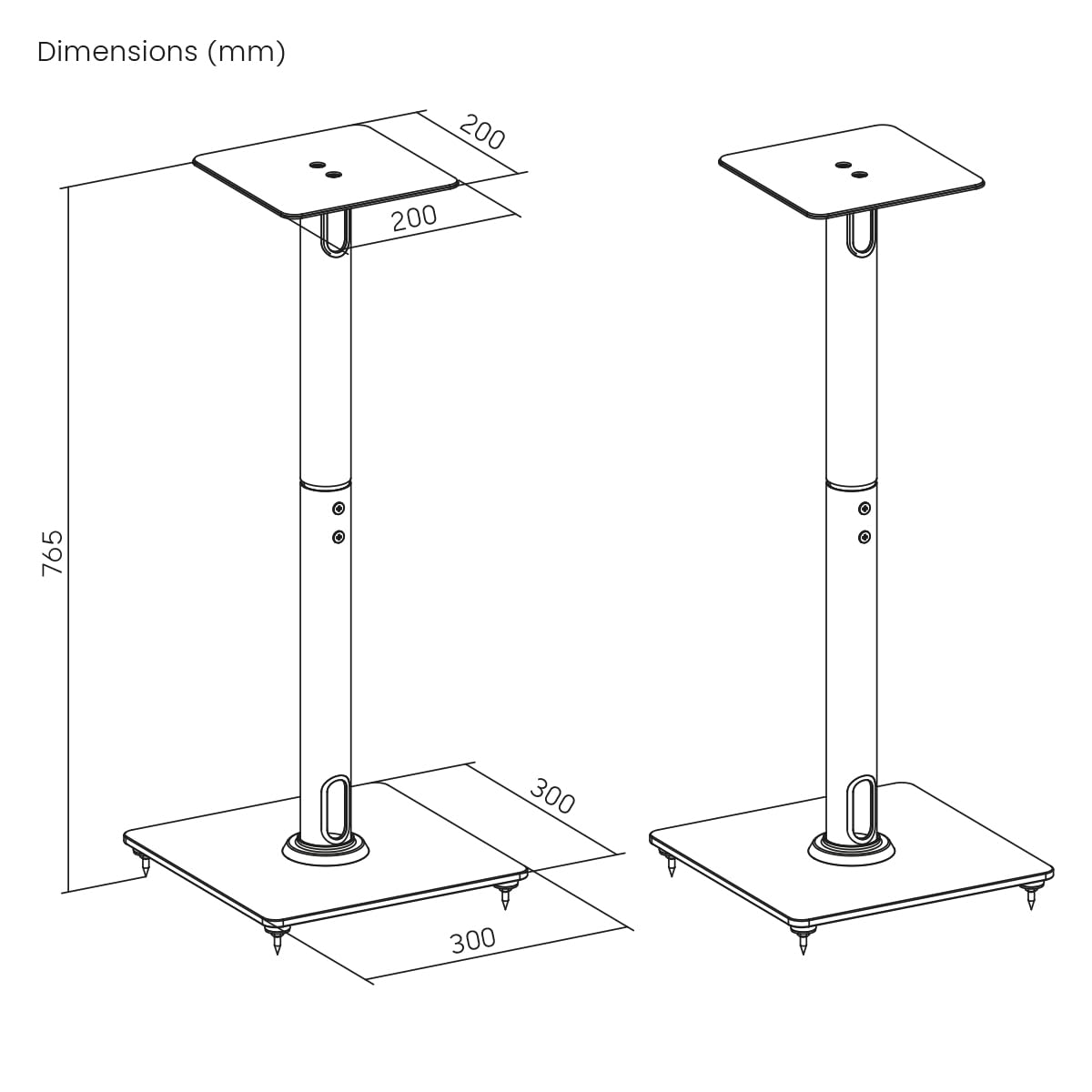 my wall Juego de 2 Soportes para Altavoces HS35L, soporta hasta 25 kg, con Alfombrilla antivibración, Base para Altavoz, pies Intercambiables, Soporte Seguro y Sonido sin distorsiones