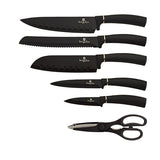 6 piezas. BERLINGER HAUS BH-2422 - Juego de cuchillos de cocina con soporte, color negro y rosa