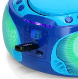 Lenco SCD-650 Reproductor de CD para niños - Radio CD - Karaoke - Sistema estéreo - Boombox - Reproductor de CD/MP3 y USB - Potencia 2 x 2 W RMS - Función Sing-A-Long - Micrófono - Azul