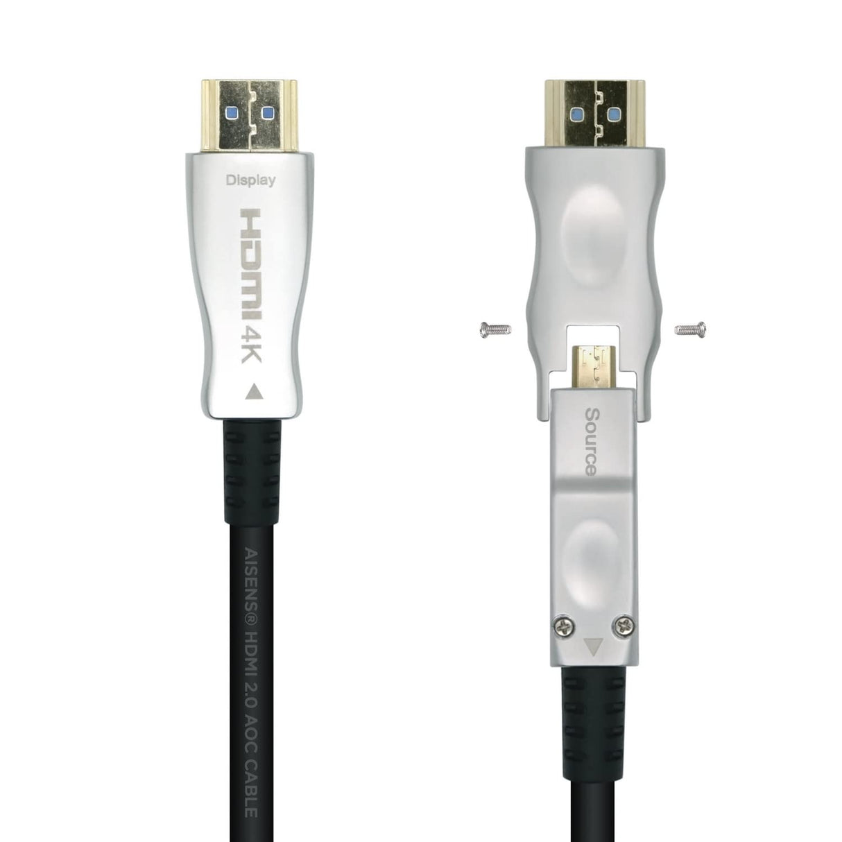 AISENS A148-0512 Cable HDMI V2.0 AOC desmontable premium alta velocidad/HEC 4K@60Hz 4:4:4 18Gbps, A/M-D/A/M, negro, 30m