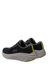 Skechers D'Lux Walker 2.0 Swave, Zapatillas Hombre, Black Engineered Mesh/Synthetic/Lime Trim, 46 EU