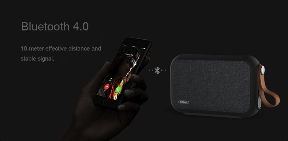 Remax Fabric - Altavoz Bluetooth portátil, Color Negro