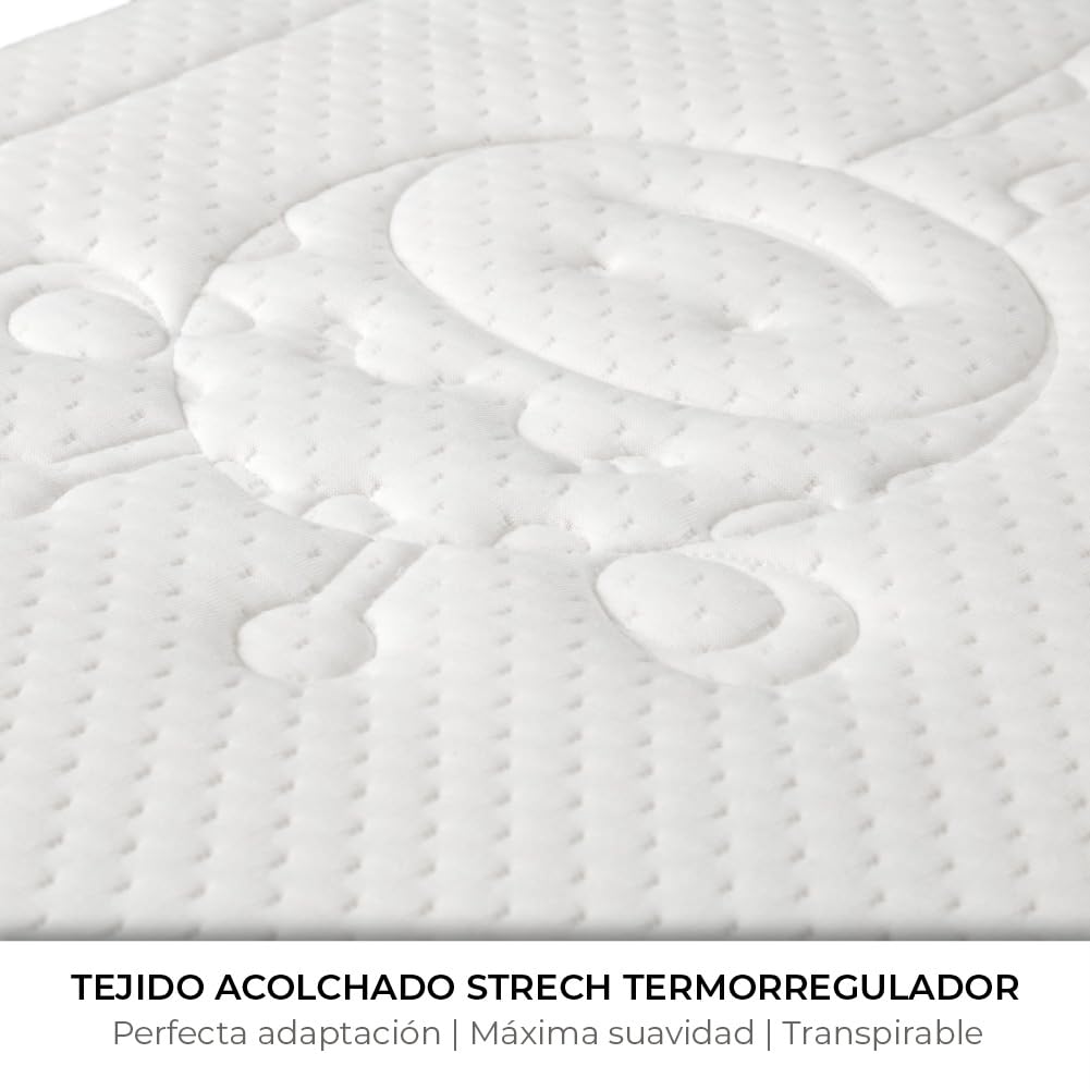 Nalui - Colchón Cuna Desenfundable 70x140cm Baby One con Núcleo Adapt Foam Suave, Transpirable y Acolchado Termorregulador. Hipoalergénico | Certificado Oeko-Tex® | Altura ± 12cm | Hecho en España