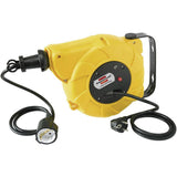 Brennenstuhl enrollacables eléctrico IP20 / enrollador de cable automático para interiores (9+2m de cable, montable, para montaje en pared, IP20) amarillo
