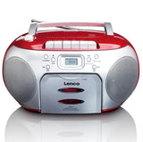 Lenco SCD-42 Rojo, Plata - Radio CD (FM, Jugador, CD,CD-R,CD-RW, Stop automático, Repetir, LCD, Rojo, Plata)