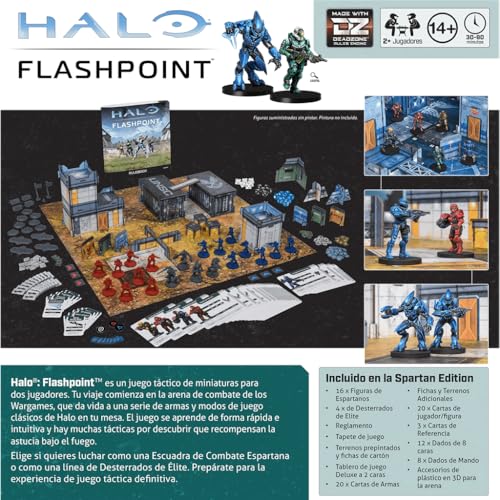 Mantic Games Halo: Flashpoint Spartan Edition, Juego de Mesa Táctico de Miniaturas, A Partir de 14 Años, De 2 a 4 Jugadores, 30-60 Minutos por Partida, Español