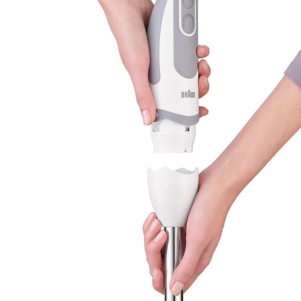 Braun Minipimer 5245 Batidora de Mano, 1000 W, 21 Velocidades, Función Turbo, Anti-Salpicaduras, Powerbell Plus, Vaso Medidor, Varillas, Minipicadora, Batidora de Vaso, Cuchilla Picar Hielo, Blanco
