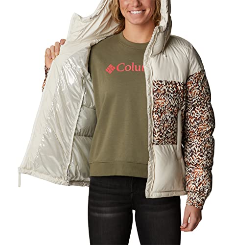 Columbia Pike Lake 2 Hooded Insulated Jacket, Chaqueta Acolchada Con Capucha para Mujer, Chalk/Warm Copper Terrain Print, Talla L