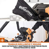 Evolution Power Tools R255SMS-DB ingletadora, Sierra ingletadora deslizante multimaterial de 255 mm, con doble bisel y paquete plus, hasta 300 mm x 90 mm, 5° a izquierda y derecha, inglete de 50°