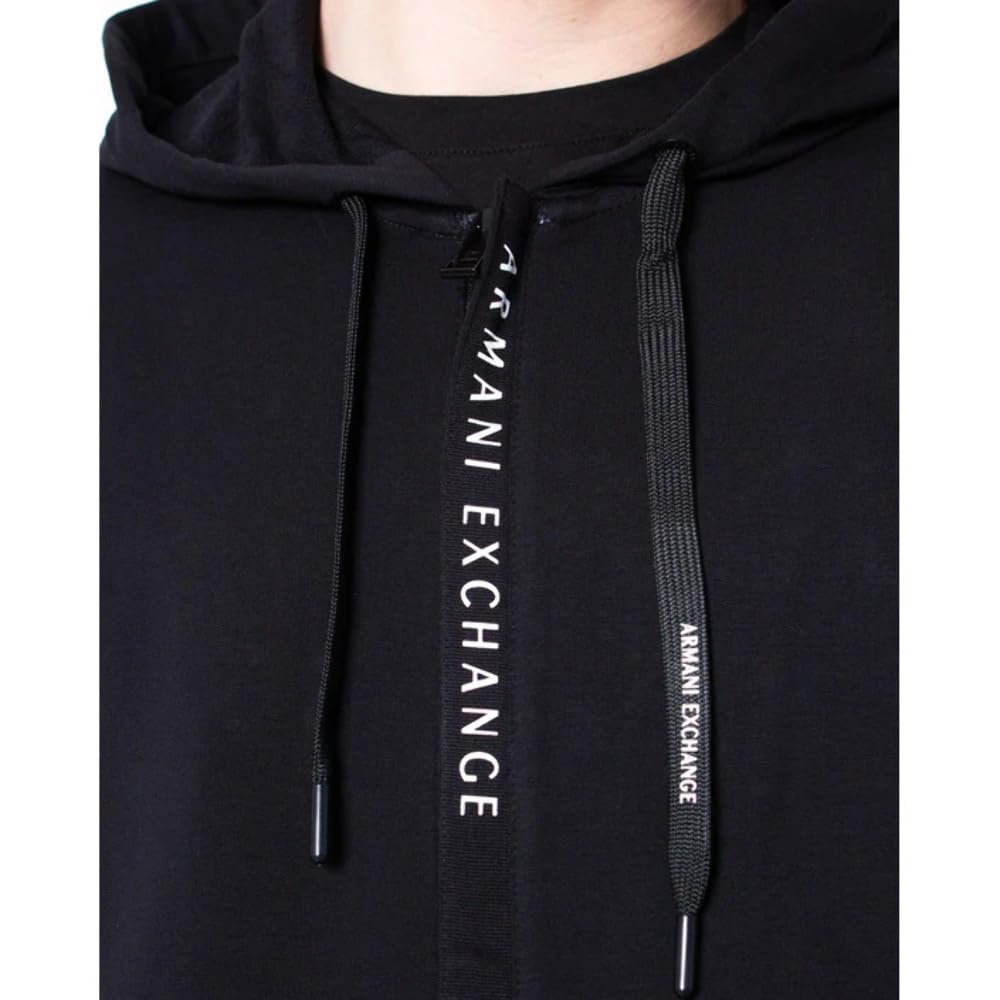 Armani Exchange French Terry Hoodie Capucha, Negro (Black 1200), Large para Hombre