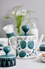 Littlephant 1340 Tetera de Porcelana (1,4 L), Color Blanco y Azul