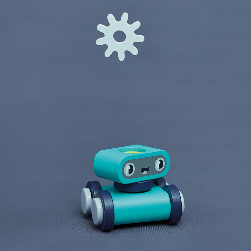 Janod - Mesa Grande Robot Brico'Kids - Juego de Bricolaje Infantil - 51 Accesorios + 3 Herramientas + 1 Robot - Juego de Imitación - Desarrolla la Motricidad Fina - A Partir de 36 Meses, J06457