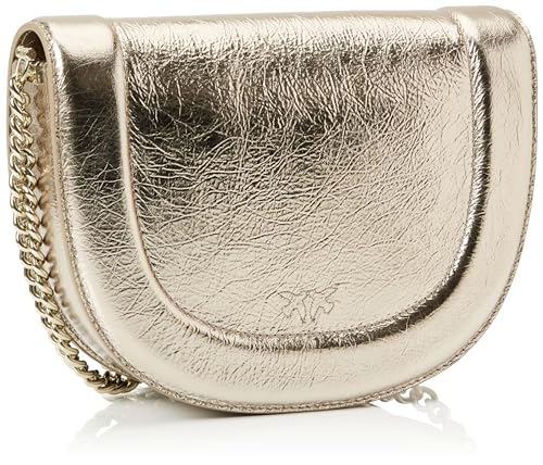 Pinko Love Round Click Classic Borla Crinckle Laminada, Bolsa para Mujer, Zzfb_Plata-Block Color