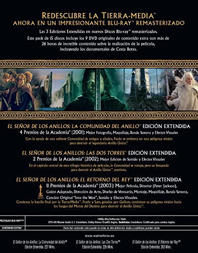 Pack Trilogía El Señor de los Anillos Edición Extendida (Remasterizada) [Blu-Ray]