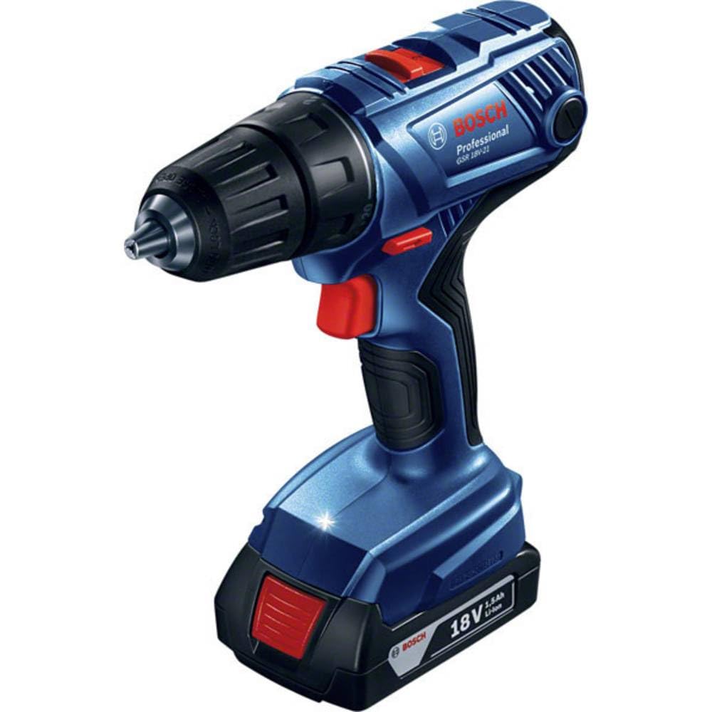 Bosch Professional 18V System GSR 18V-21 - Atornillador a batería (55 Nm, Ø máx. tornillo 10 mm, 2 baterías x 2,0 Ah, en L-BOXX)
