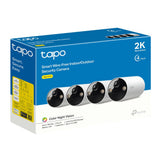 Tapo C410(4-Pack) - Cámara Wi-Fi de Batería para Exterior/Interior, 2K 3MP, 6400mAh, Detección de Personas por IA, Visión Nocturna a Color, No Requiere Hub, Compatible con Panel Solar