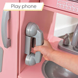 KidKraft Cocina de Juguete Rosa Vintage de Madera para niños con teléfono de Juguete y Nevera Vintage, Cocina Infantil, Juguetes niños 3+ años (53179)