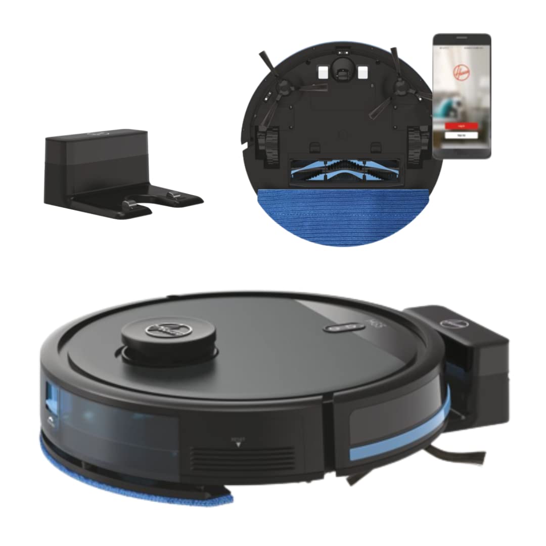 Hoover Robot Aspirador y Friegasuelos, Navegación Láser, Wi-Fi, Base de Carga con Retorno Automático, Sensor de Obstáculos, Mapa Personalizable del hogar, Programable [HG5]