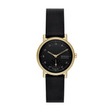 Skagen Kuppel reloj para mujer, movimiento de cuarzo con correa de acero o piel, Negro y tono dorado, 32MM