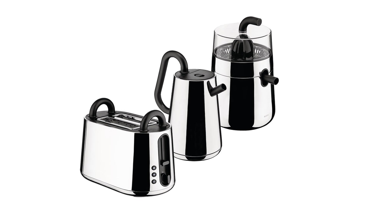 Alessi Toru NE01 B, Hervidor Eléctrico de Diseño, en Acero Inoxidable 18/10 y Resina Termoplástica, Enchufe Europeo, 2400 W, 170 cl, Negro
