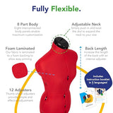 Adjustoform Coser Sew Simple 8 Partes Forma de Vestido Ajustable, Tela de nailon rojo amapola, S
