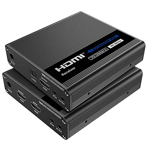 PremiumCord Extensor HDMI 4K a 70 m a través de Cable de Pares Cat6, Cat6A, Cat7, emisor y Receptor de Infrarrojos, HDMI 2.0, ARC, resolución de vídeo Ultra HD 4K @ 60 Hz