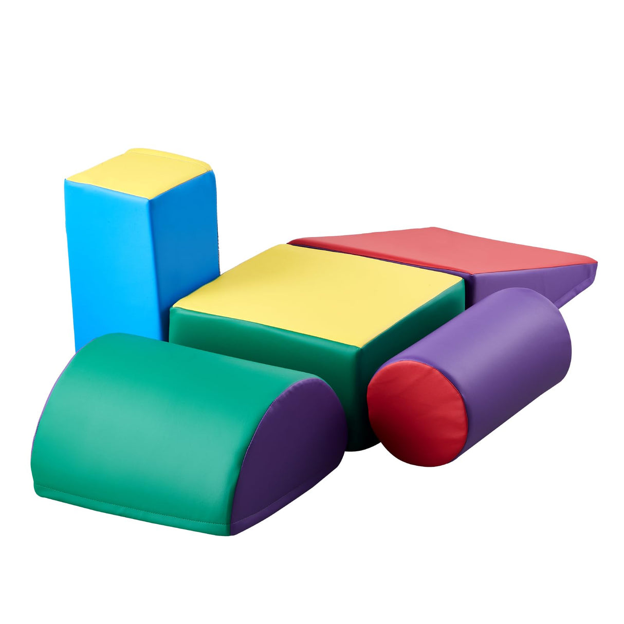 VEVOR 5 PCS Juego de Juguetes de Escalada de Espuma, Bloques de Escalada de Cuero Sintético, Juego de Actividades para Trepar y Gatear en Interiores Fácil de Limpiar, para Niños de 6 Meses a 3 Años