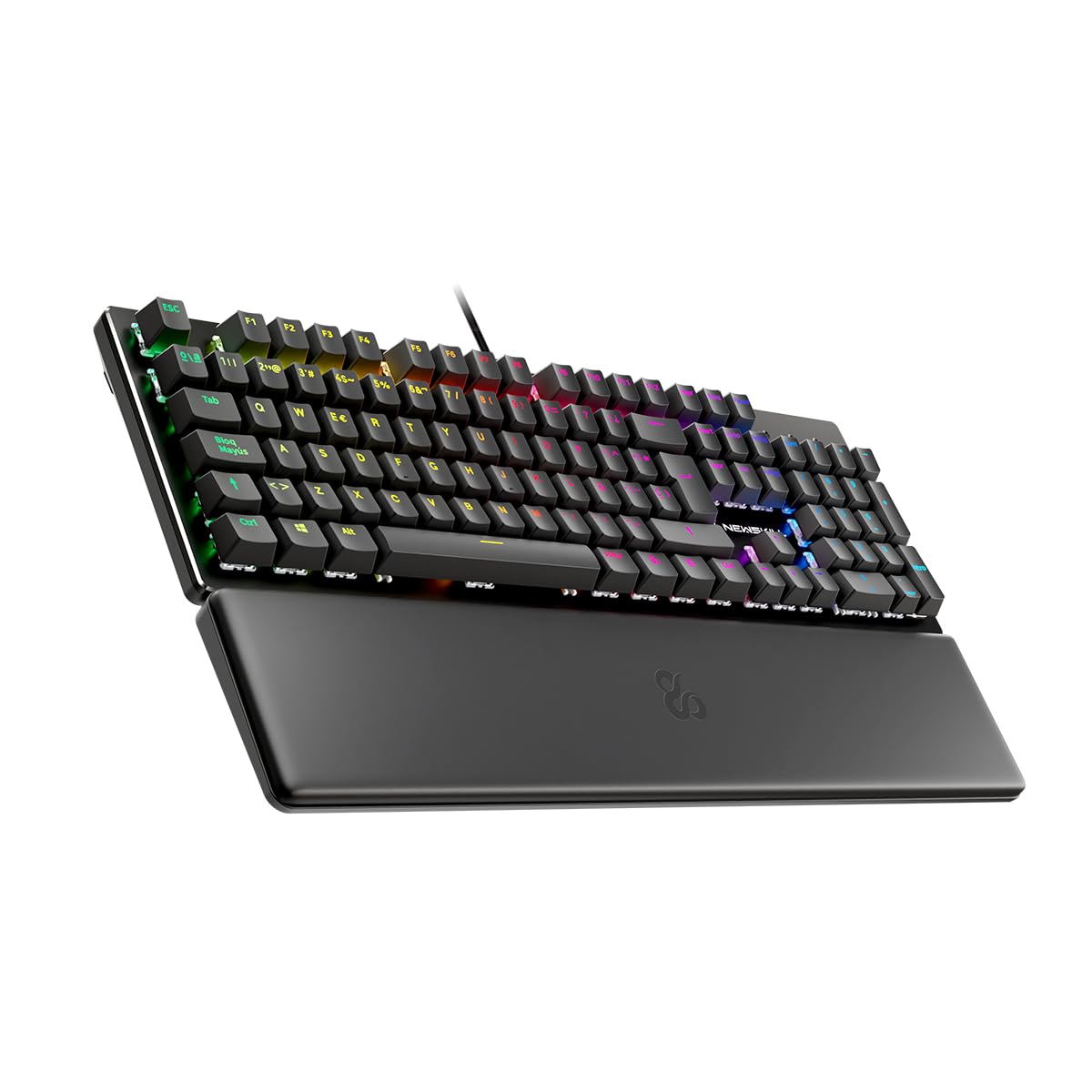 NEWSKILL Serike V2 Teclado mecánico Full Layout RGB con switches Hot-Swap lineales, Estructura metálica y reposamuñecas magnético español Negro
