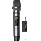 C.Perkins - Mic-Pro-HF - Micrófono de Mano inalámbrico UHF a Pilas y Receptor Jack de 6,35 mm - UHF 863-865MHz - Metal Gris